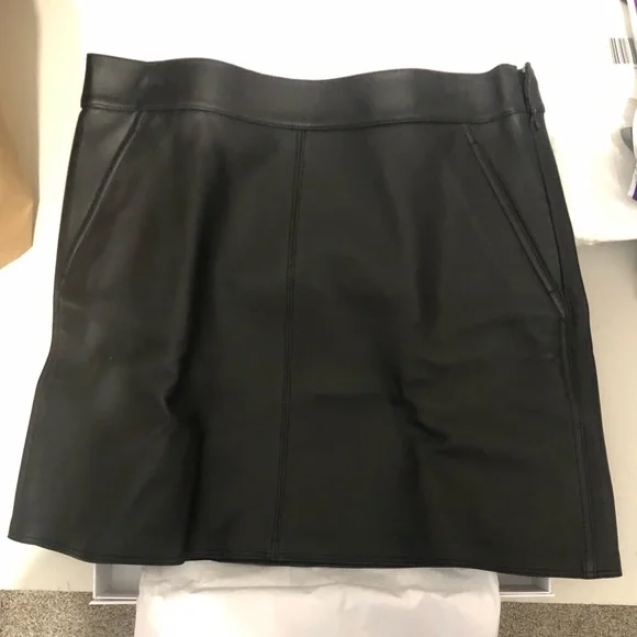 NWT Theory Leather Mini A-Line Skirt